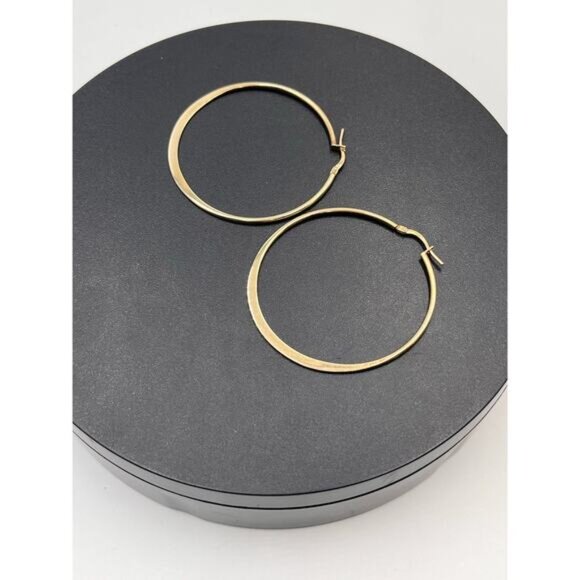 AV 925 Italy Sterling Silver Gold Plated Vermeil Hoop Pierced Earrings - Picture 2 of 8